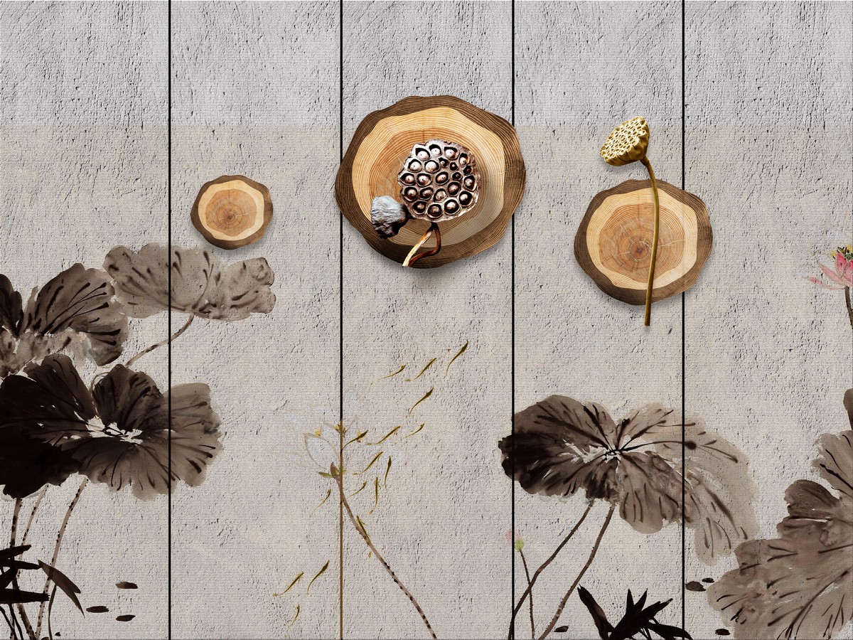 Лотосы в серо-бежевых тонах